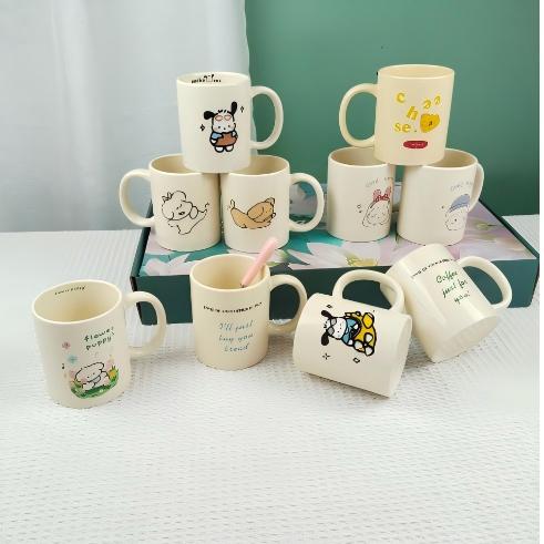 奶油风杯子10款混发-晚安男孩、晚安女孩、暴力小狗、挨打小狗、想喝咖啡、想吃面包、飞机小狗、游泳圈小狗、郁金香小狗、翘屁股小狗